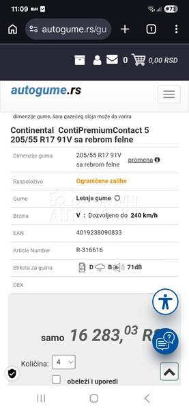 Continental 205/55 R17 Letnja