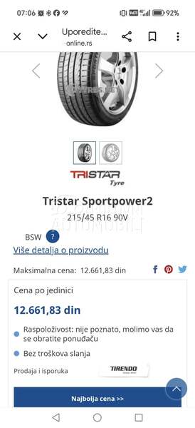 Tristar 215/45 R16 Letnja