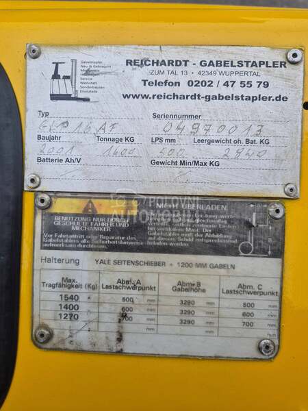 Yale 1,6 tona Duplex