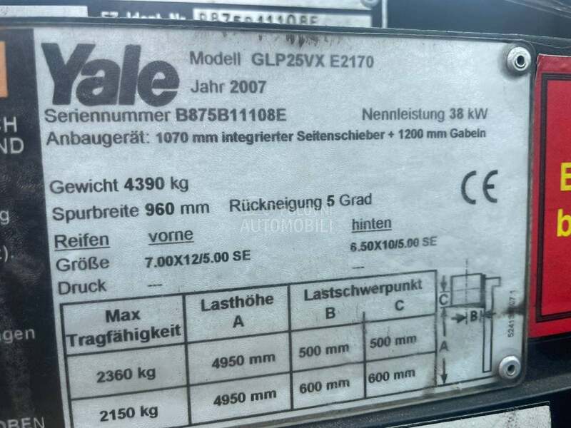 Yale 2,5 tona Triplex